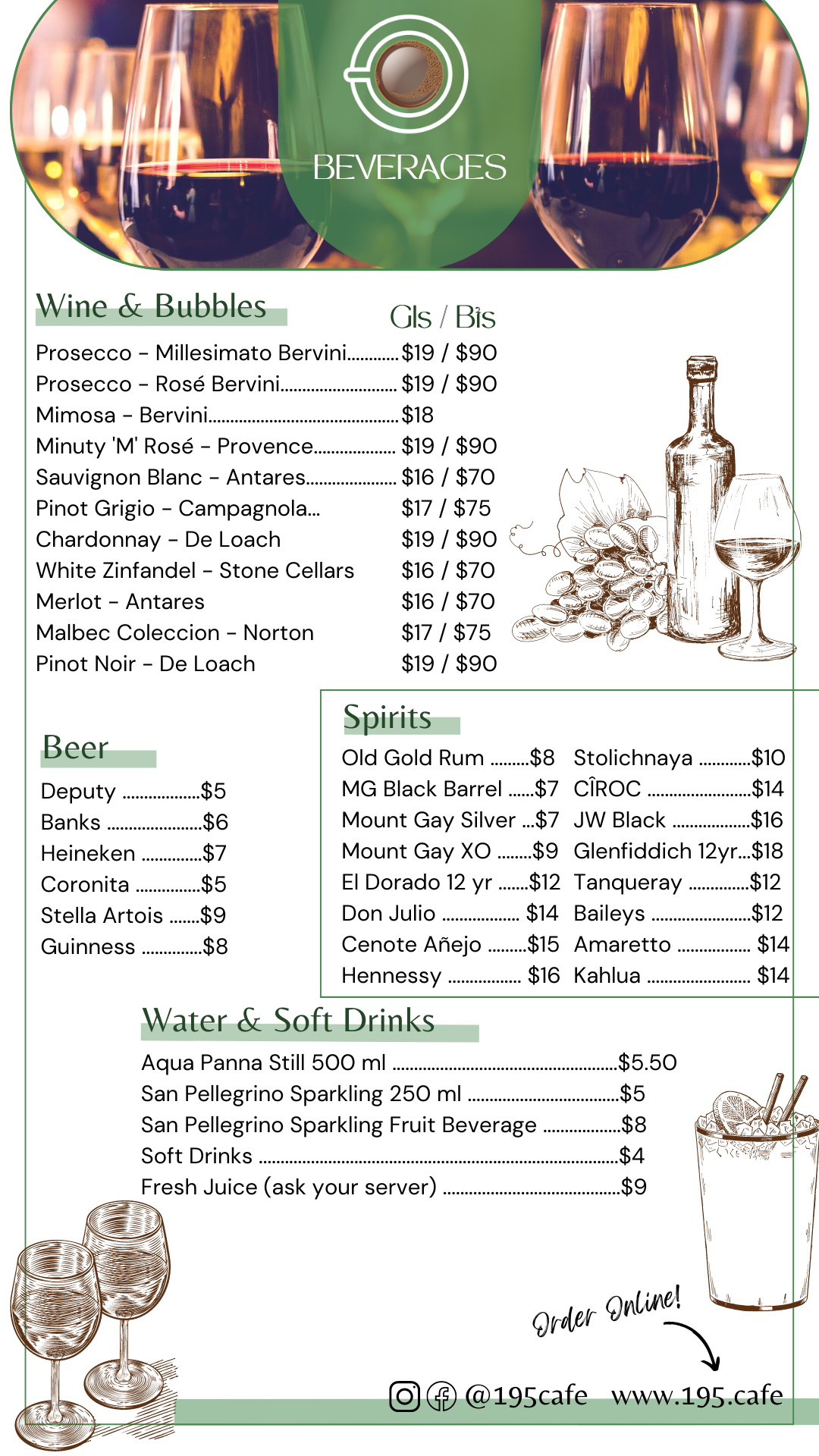 alcohol menu